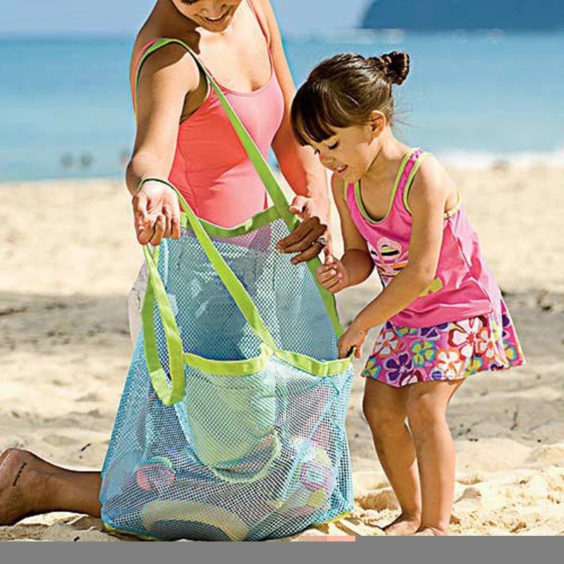 Beach Towel Large - กระเป๋าตาข่ายพกพาสำหรับเด็ก กระเป๋าเก็บของเล่นอาบน้ำเด็ก กระเป๋าชายหาดขนาดใหญ่สำหรับผ้าขนหนู กระเป๋าเครื่องสำอางสำหรับผู้หญิง