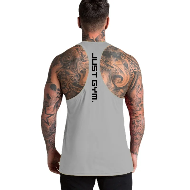 Tank Top Muscle - เสื้อยืดออกกำลังกายสำหรับผู้ชายเสื้อกล้ามเล่นกีฬาเพาะกายผ้าฝ้ายระบายอากาศได้ดีเสื้อกล้ามบาสเก็ตบอลฤดูร้อน