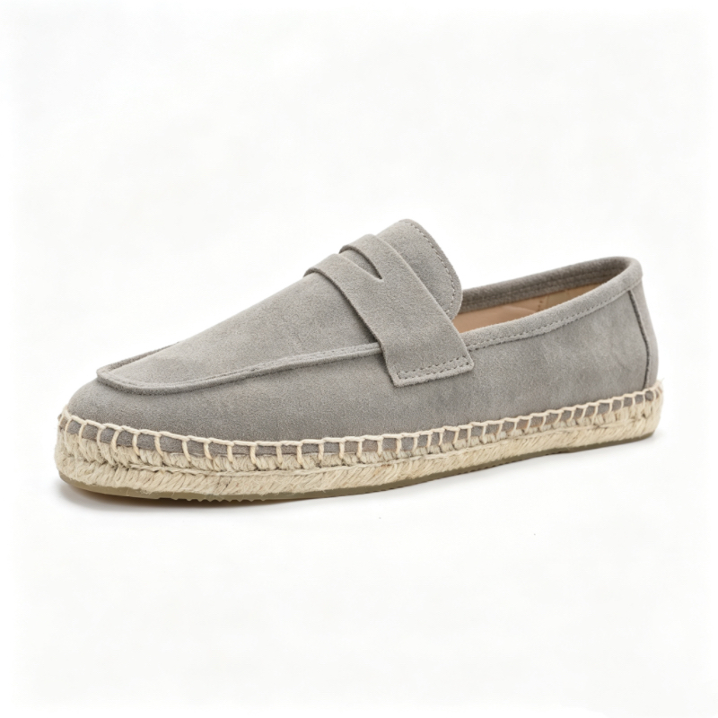 Espadrille Slip On - รองเท้าโลฟเฟอร์หนังกลับแบบยูนิเซ็กส์ พื้นปอแบบสวม รองเท้าลำลองสำหรับผู้ชายและผู้หญิง เหมาะสำหรับการเดินในชีวิตประจำวัน