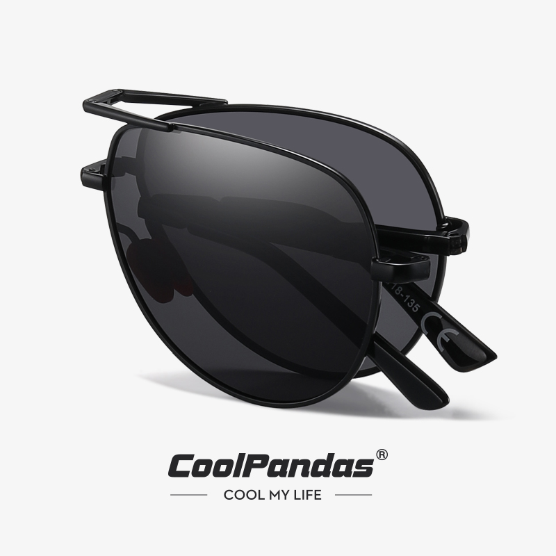 Sunglasses Aviator Polarized - คูลแพนด้าแฟชั่นแว่นตากันแดดแบบพับได้สำหรับผู้ชายแว่นตาโพลาไรซ์แบบโฟโตโครมิกสำหรับผู้หญิงแว่นตาสำหรับมองเห็นกลางคืนป้องกันแสงสะท้อน