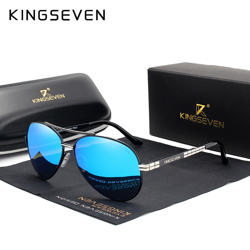Sunglasses Aviator Polarized - Kingseven 2024แว่นกันแดดโพลาไรซ์ HD กรอบอัลลอยสำหรับผู้ชายดีไซน์ใหม่ป้องกัน UV400
