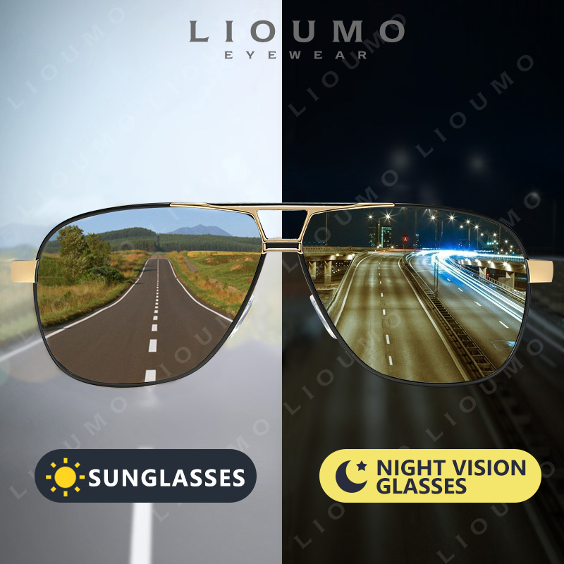 Sunglasses Aviator Polarized - LIOUMO แว่นตากันแดดสำหรับนักบินผู้ชายโพลาไรซ์ป้องกันรังสียูวีเปลี่ยนสีแว่นตากันแดดผู้หญิงแว่นตาโฟโตโครมิกโอคูลอส เดอ โซล มาสคูลิโน