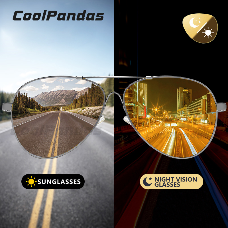 Sunglasses Aviator Polarized - CoolPandas แว่นตากันแดดผู้ชาย Polarized Photochromic แว่นตา Night