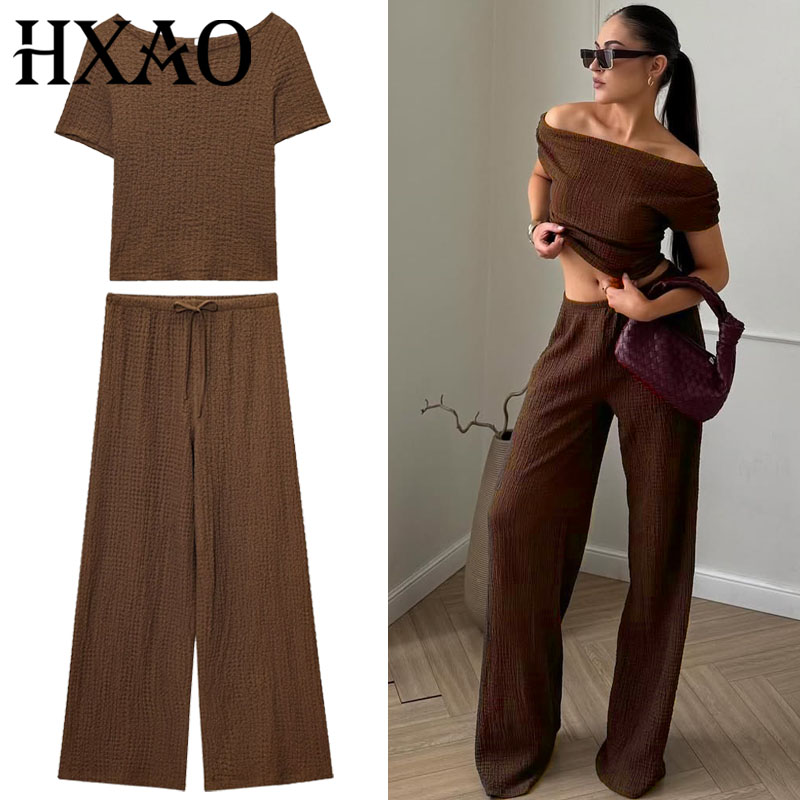 Short Linen Drawstring - ชุดกางเกงผ้าลินินฤดูร้อนชุดสตรีเกาหลีใหม่ 2 ชิ้นElegantหญิงชุดผู้หญิงรัดตัวCrop Top Streetสวมใส่สบายๆผู้หญิงชุด
