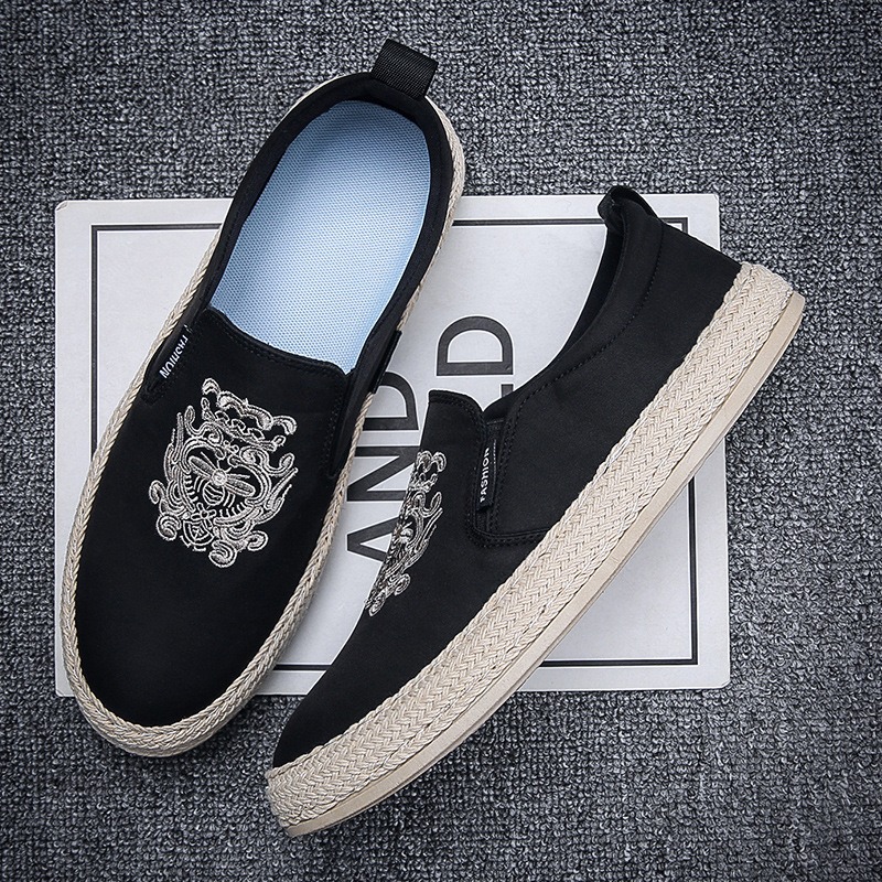 สีดําBreathableรองเท้าสําหรับช - Espadrille Slip On บทวิจารณ์และราคา