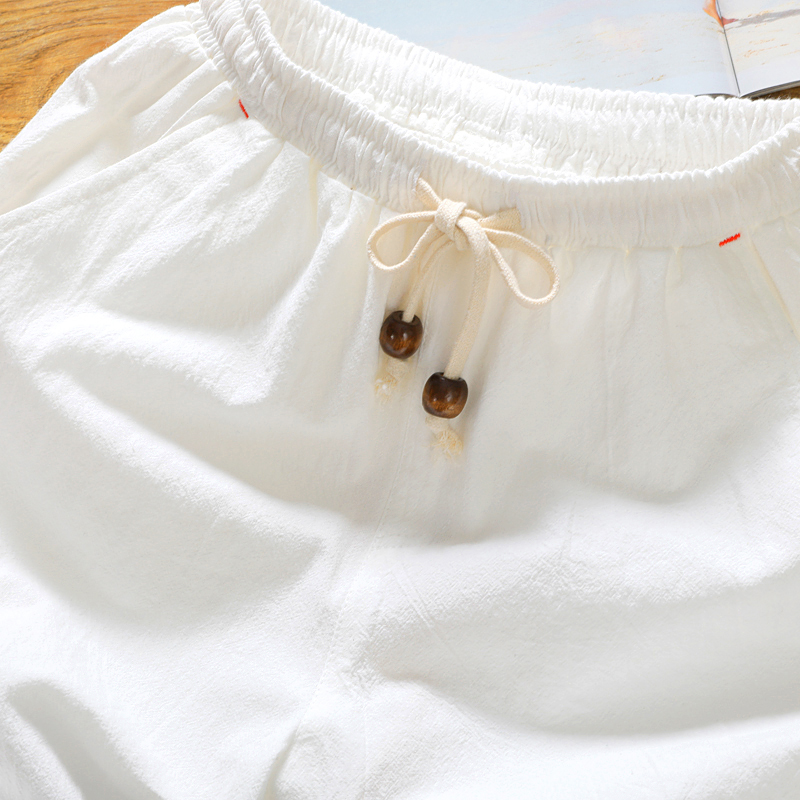 ยี่ห้อผู้ชายฤดูร้อนแฟชั่นสีทึบ - Short Linen Drawstring บทวิจารณ์และราคา