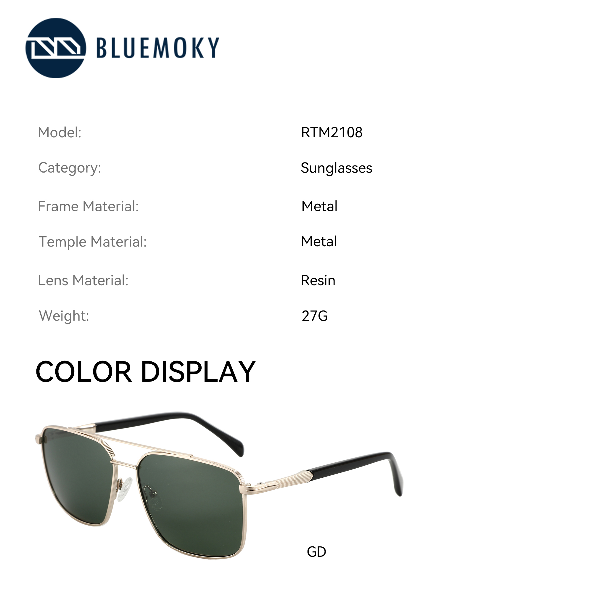 BLUEMOKY L ขนาดแฟชั่นโลหะ Avia - Sunglasses Aviator Polarized บทวิจารณ์และราคา