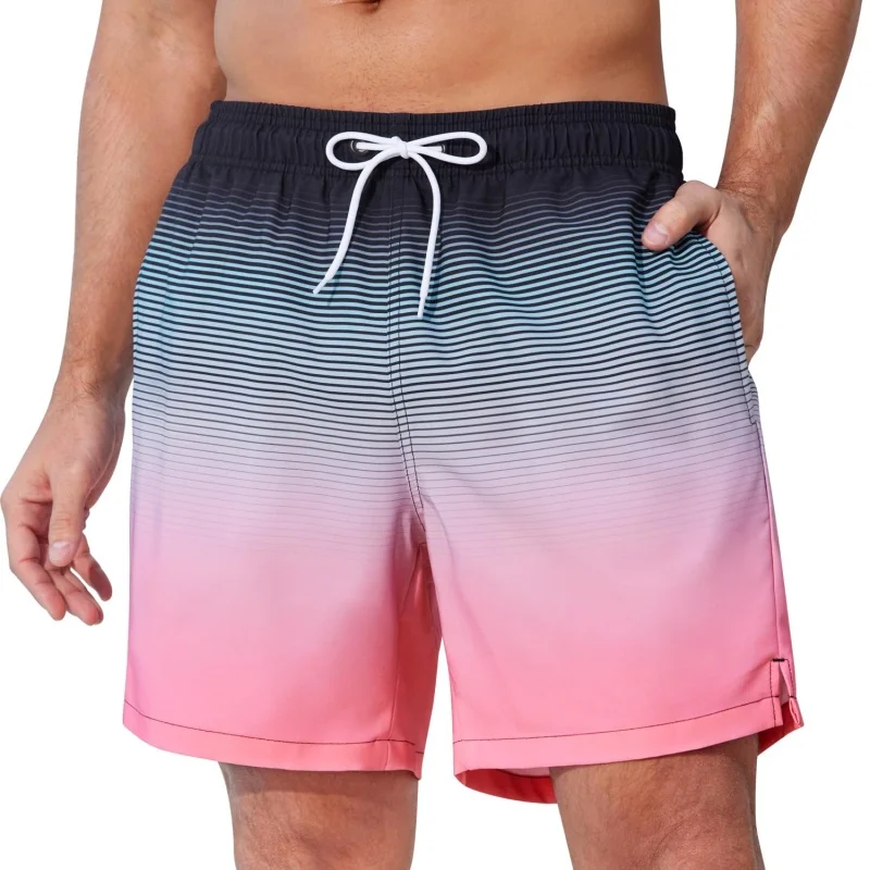 กางเกงว่ายน้ำลายทางไล่เฉดสีทัน - Trunks Board Surf บทวิจารณ์และราคา