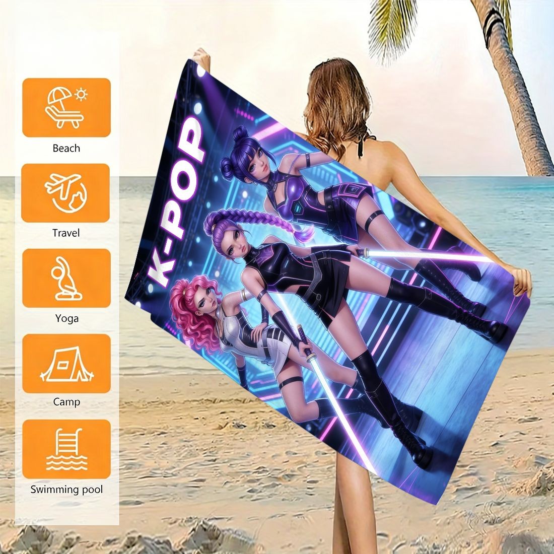 ผ้าเช็ดตัวชายหาดพิมพ์ลายไอดอลเ - Beach Towel Large บทวิจารณ์และราคา