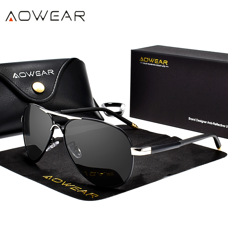 AOWEAR ผู้ชายแว่นตากันแดดผู้ชา - Sunglasses Aviator Polarized บทวิจารณ์และราคา