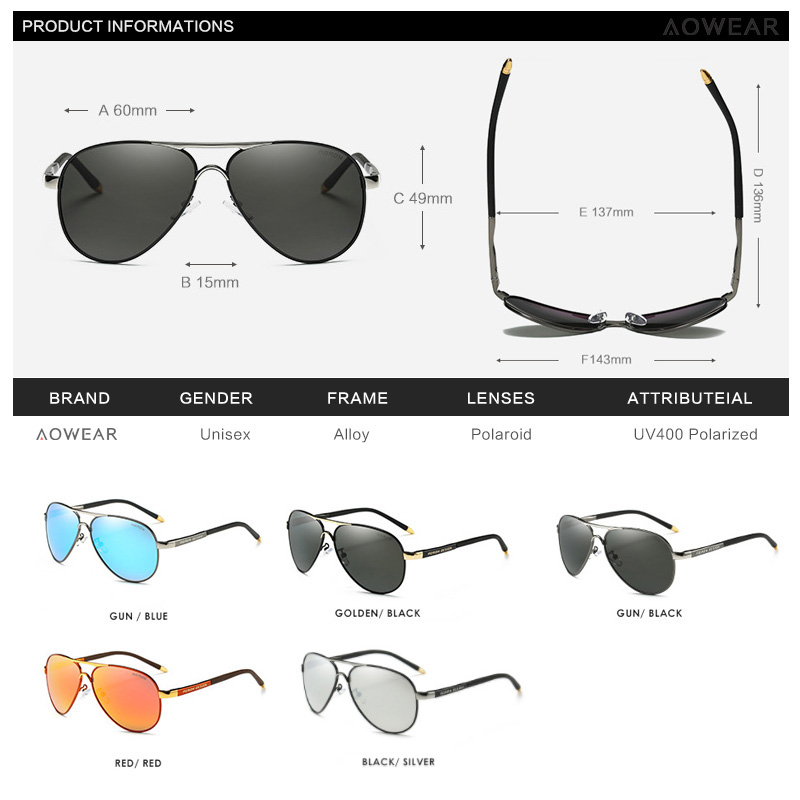 AOWEAR ผู้ชายแว่นตากันแดดผู้ชา - Sunglasses Aviator Polarized บทวิจารณ์และราคา