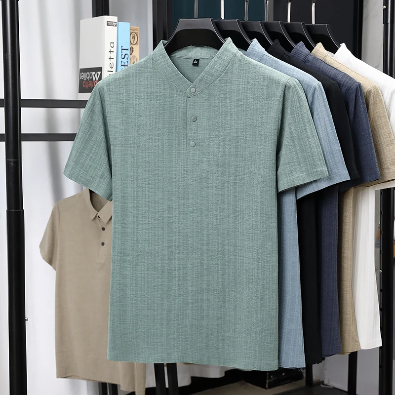 เสื้อเชิ้ตแขนสั้นคอจีนผ้าลินิน - Linen Shirt Breathable บทวิจารณ์และราคา