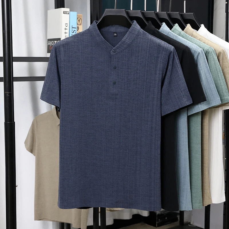 เสื้อเชิ้ตแขนสั้นคอจีนผ้าลินิน - Linen Shirt Breathable บทวิจารณ์และราคา
