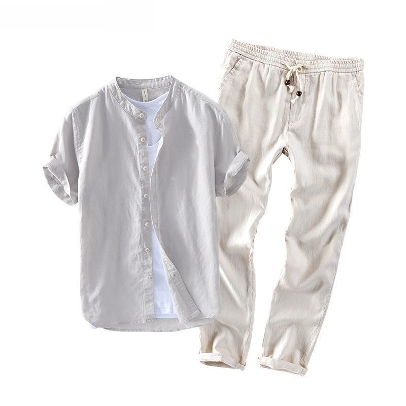 เสื้อเชิ้ตลินินแขนสั้นลำลองสำห - Linen Shirt Breathable บทวิจารณ์และราคา