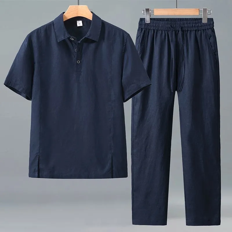 ชุดเซ็ตผ้าลินินสองชิ้นสำหรับผู - Short Linen Drawstring บทวิจารณ์และราคา
