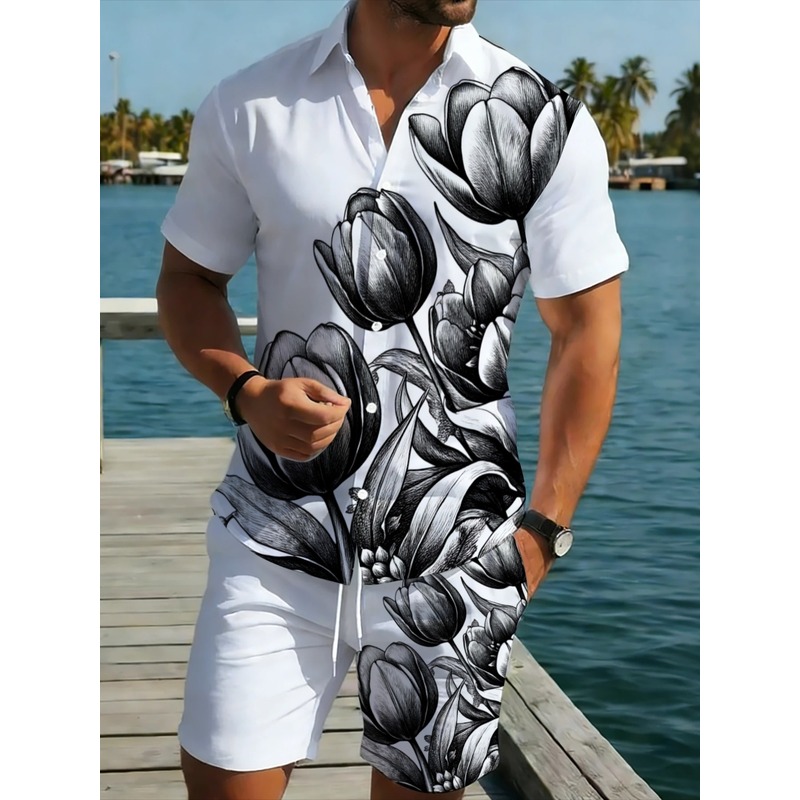 ชุดเสื้อเชิ้ตและกางเกงขาสั้นลา - Resort Shirt Floral บทวิจารณ์และราคา