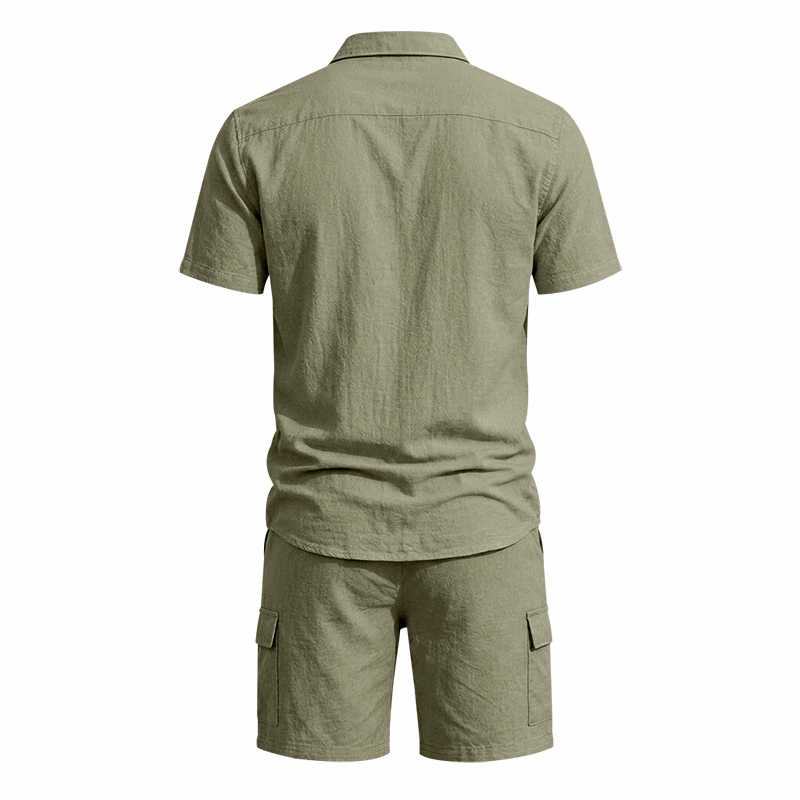 ชุดเซ็ตผ้าลินินสไตล์อเมริกันสำ - Linen Shirt Breathable บทวิจารณ์และราคา