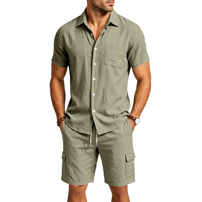 ชุดเซ็ตผ้าลินินสไตล์อเมริกันสำ - Linen Shirt Breathable บทวิจารณ์และราคา