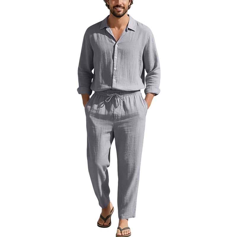 ชุดลำลองผ้าลินินสำหรับฤดูใบไม้ - Linen Shirt Breathable บทวิจารณ์และราคา